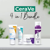 CERAVE 4-in-1 Glowing Kit | Cleanser, Night Cream, Retinol Serum & Sunscreen