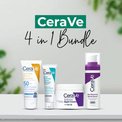 CERAVE 4-in-1 Glowing Kit | Cleanser, Night Cream, Retinol Serum & Sunscreen